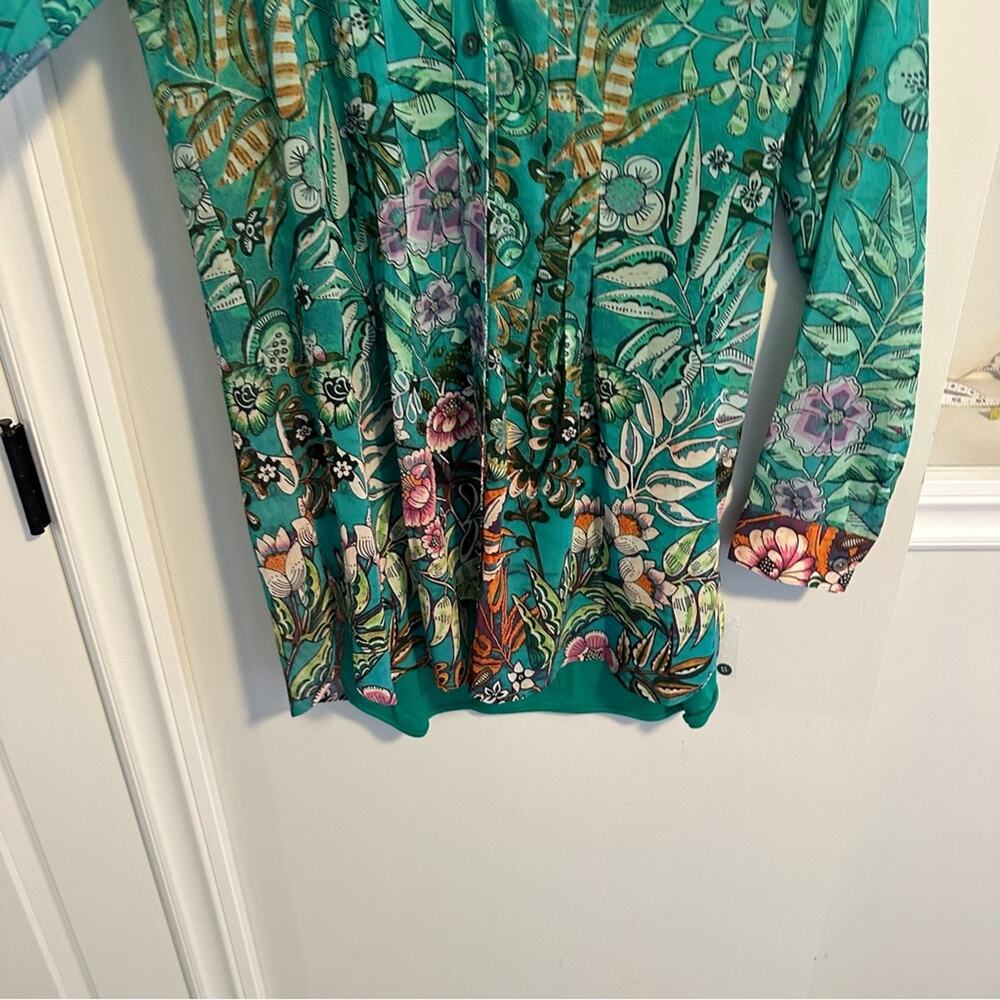 Soft Surroundings Green Floral Botanical Top Blouse XS - Picture 8 of 11
